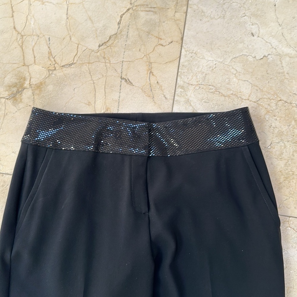 St. John black slacks. Size 8. Shiny waistband. Crepe.​​​​​​​​​​​​​​​​​​​​​​ - Picture 8 of 11